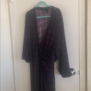 Purple plaid wrap dress